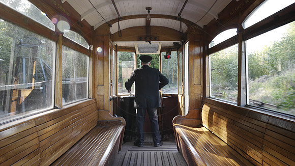 Mike Dunn, driver of the Tram, at the Black Country Living Museu